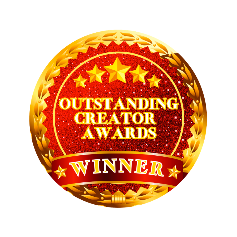 Red and gold OPA Winner badge

